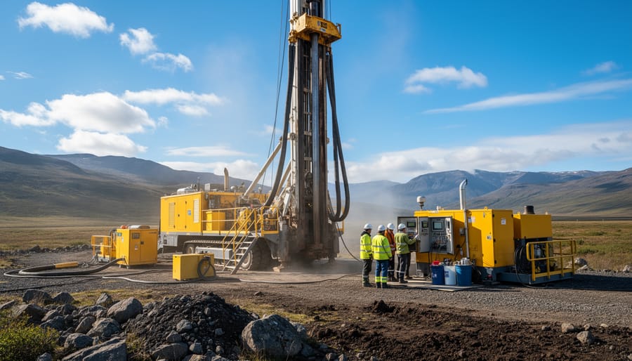 Geothermal drilling rig operating at an exploration site
